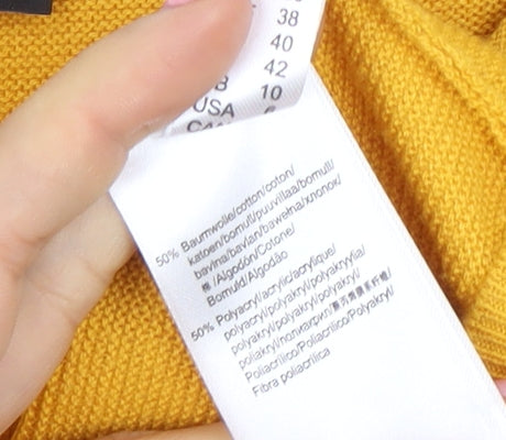 TR Women Yellow Bell Sleeve Jumper Size 10 Cotton Blend Knit