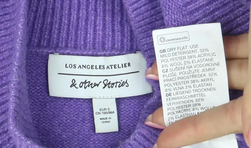 Anders Attelier Women's Purple Mock Neck Wool Blend Jumper S
