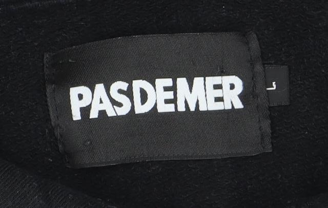 PASDEMER Men's Black L 1/4 Zip Collared Striped Sweatshirt