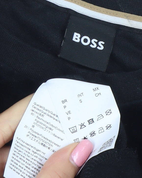 BOSS Womens Black Velour Pullover Sweatshirt Size S