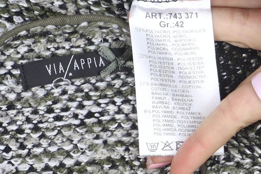Via Appia Women Green Knit Full Zip Cardigan Size 14 Classic Style