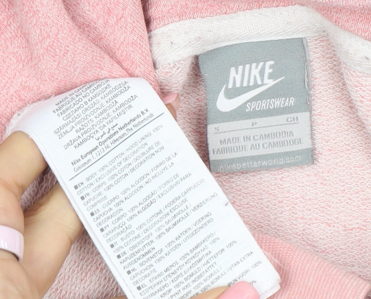 Nike Womens Pink Hooded Pullover Sweatshirt Small Cotton Sportswear