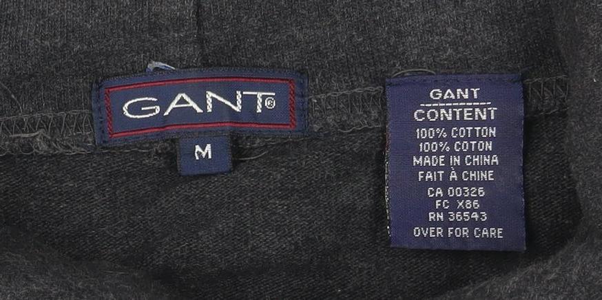 GANT Men's Grey Mock Neck Cotton Sweatshirt M Classic Logo Pullover