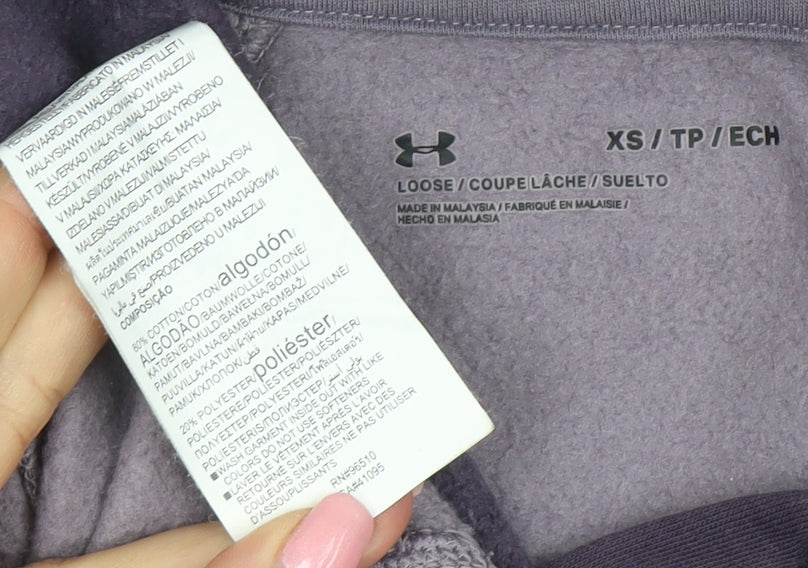 Under Armour Womens Purple XS Pullover Hoodie with Logo Trim