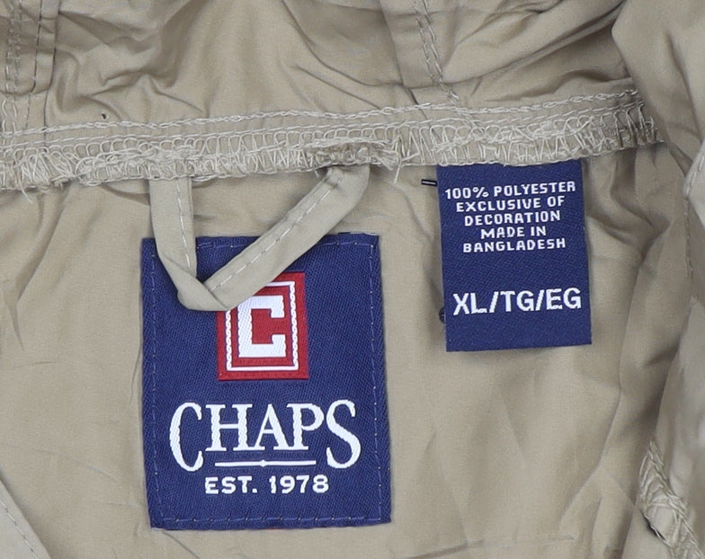 Chaps Men's Beige XL Hooded Windbreaker Jacket Polyester