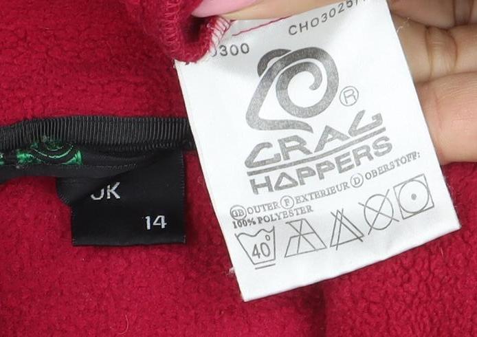 Craghoppers Women Red Fleece Full Zip Jacket Size 14 Outdoor