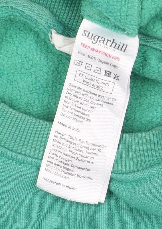 Sugarhill Brighton Women Green Flamingo Embroidered Pullover Sweatshirt Size M