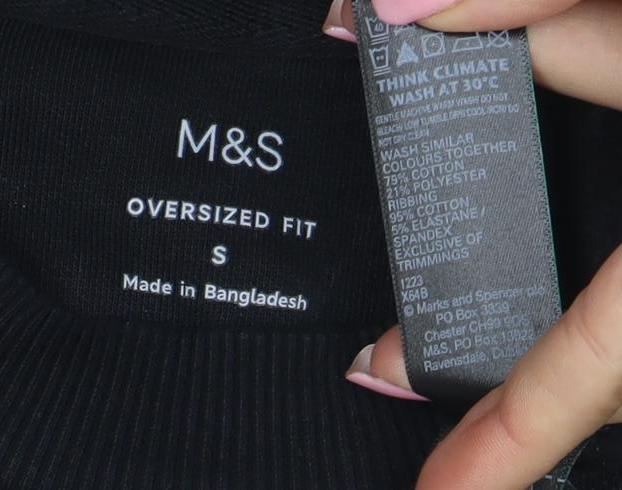 Marks & Spencer Men's Black Oversized Fit Sweatshirt Size S