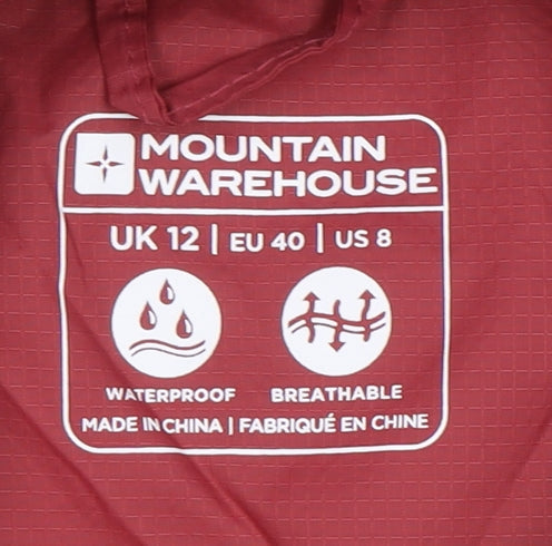 Mountain Warehouse Womens Red Waterproof Hooded Rain Jacket UK 12