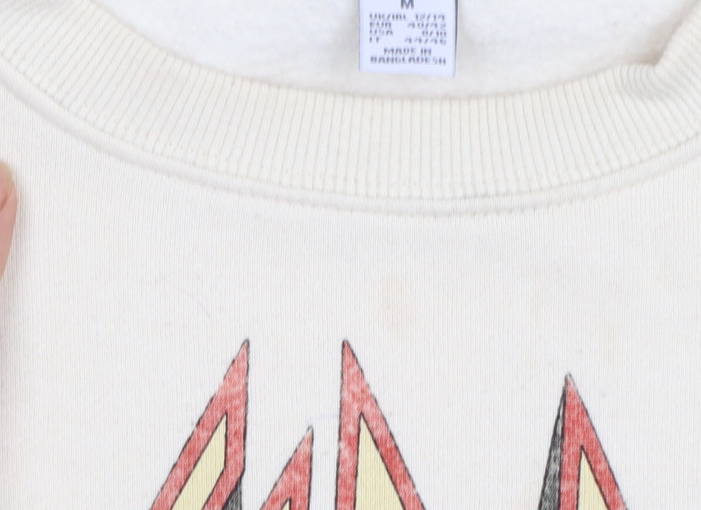 Def Leppard Women's Beige Graphic Crew Neck Sweatshirt Size M 12/14