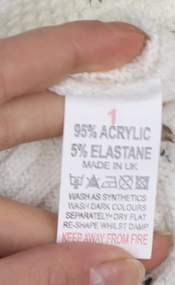 Glimpse Women's Ivory Cable-Knit Full Zip Jumper S