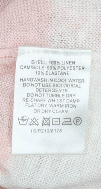 Fenn Wright Manson Women’s Pink Striped Linen Jumper Size 14 Petite