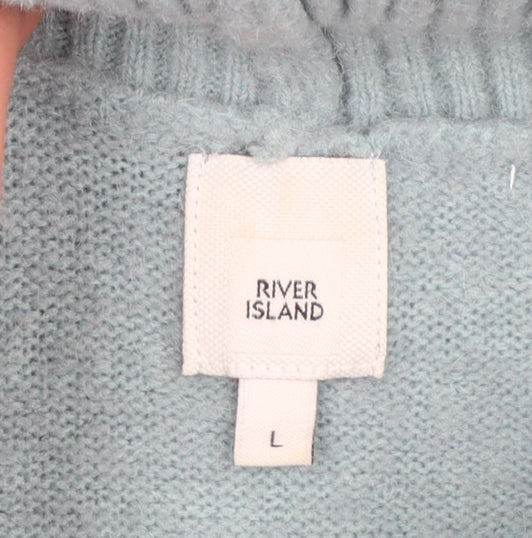 River Island Women’s Green Roll Neck Wool Blend Jumper Size L