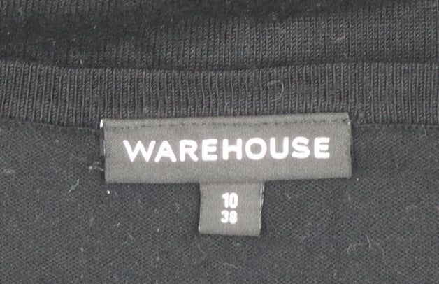 Warehouse Women Black Size 10 Short Sleeve Bodycon Dress