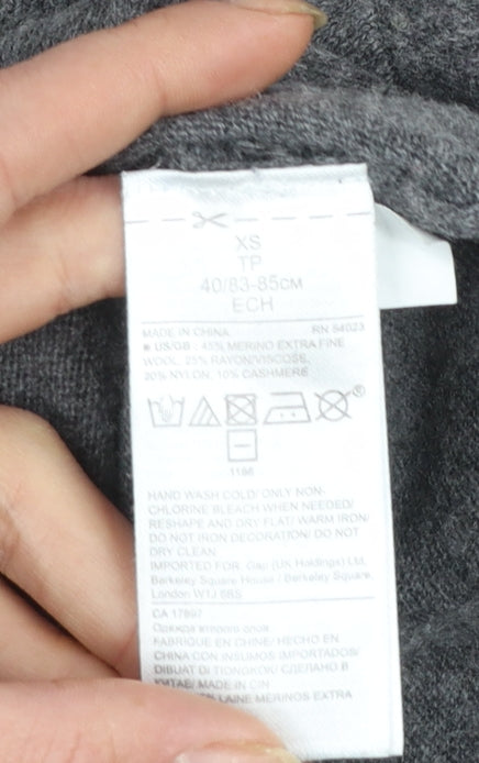 Banana Republic Women's Grey Beaded Merino Wool Crew Neck Jumper XS