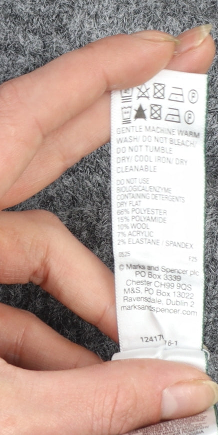 Marks & Spencer Womens Grey Mock Neck Knit Jumper Size L