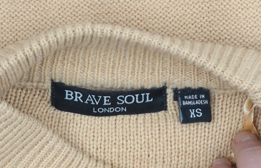 Brave Soul Women’s Beige Mock Neck Knit Jumper XS