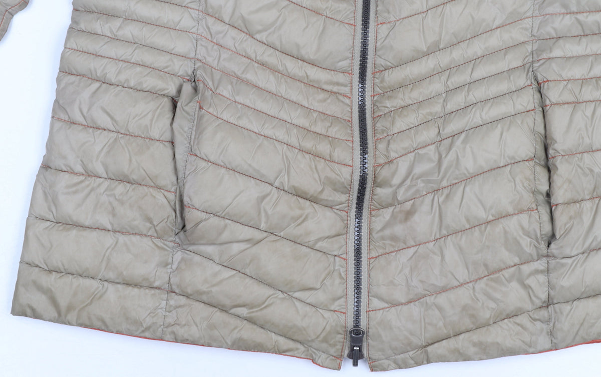 Barbara Lebek Women Beige Puffer Jacket Size 10 Quilted Mid-Length
