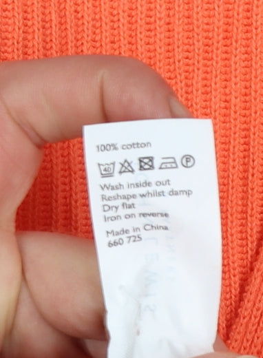 John Lewis Women’s Orange Cotton V-Neck Long Sleeve Jumper Size 10