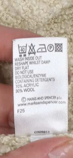 Marks & Spencer Women Beige Wool Blend Chunky Knit Cardigan UK 14