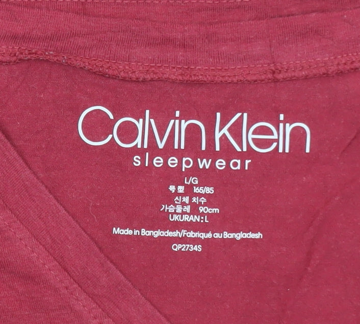 Calvin Klein Men's Red V-Neck Cotton T-Shirt L Lightweight