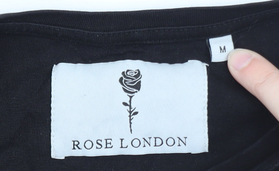 Rose London Men's Black Slim Fit Logo Graphic T-Shirt M