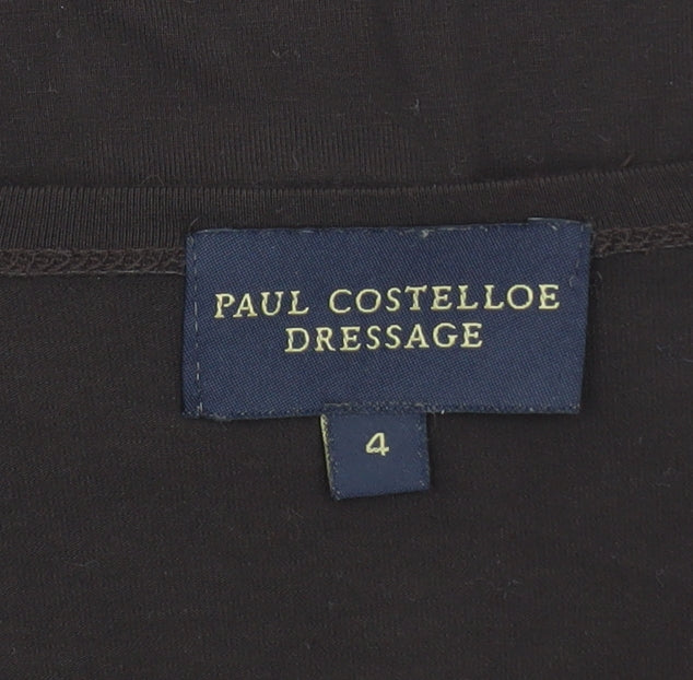 Paul Costelloe Dressage Womens Brown 3/4 Sleeve V-Neck Top Size 4