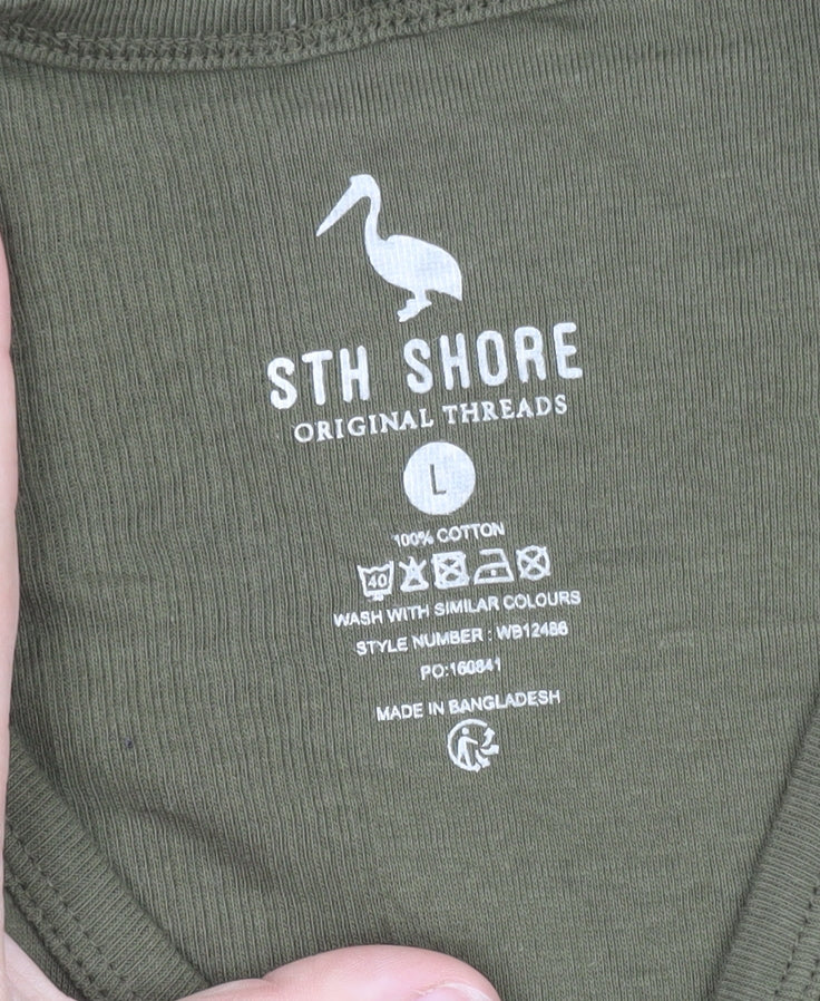 STH Shore Men's Green Sleeveless Cotton Tank Top Size L