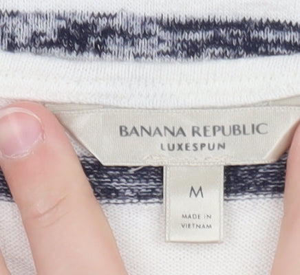 Banana Republic Womens White Striped Luxespun T-Shirt Size M
