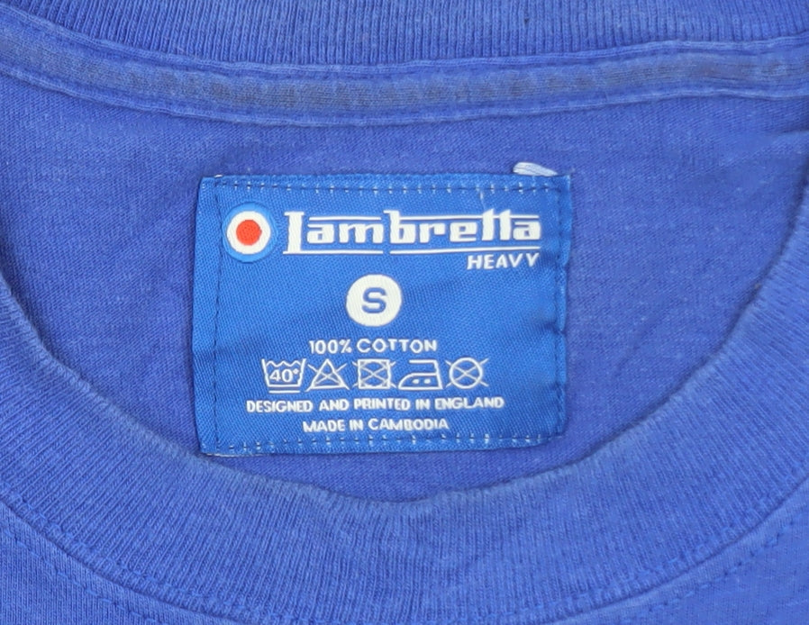 Lambretta Men's Blue Crew Neck Graphic Cotton T-Shirt Size S