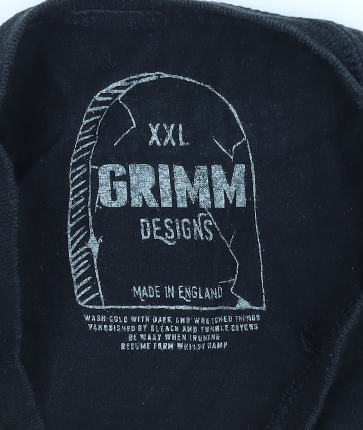 Grimm Designs Men’s Black Horror Graphic T-Shirt XXL