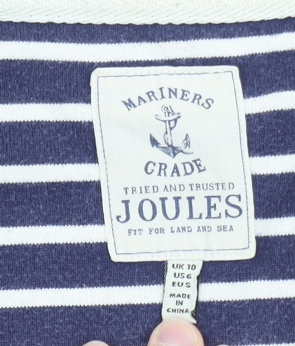 Joules Womens Blue Striped Long Sleeve Boat Neck Top Size 10