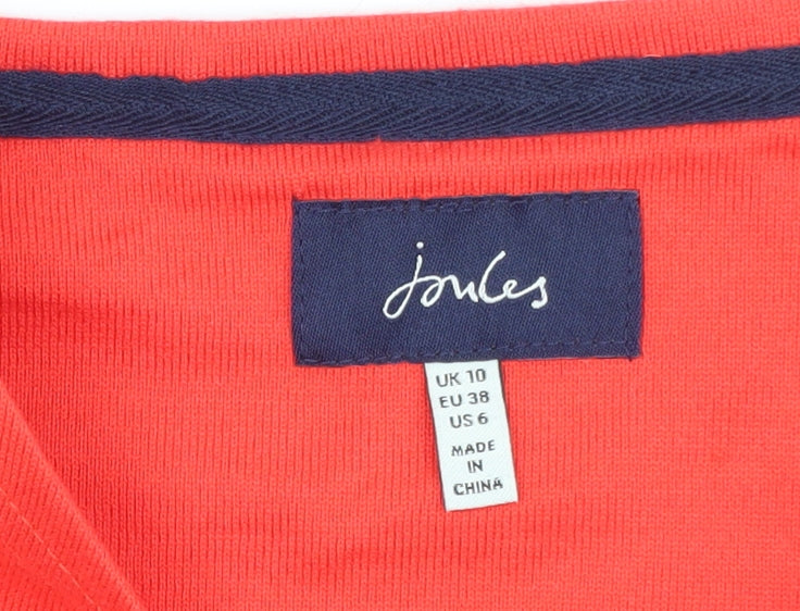 Joules Womens Red Striped Long Sleeve Cotton T-Shirt UK 10