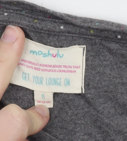 Moshulu Women Grey Polka Dot Relaxed T-Shirt Size 12