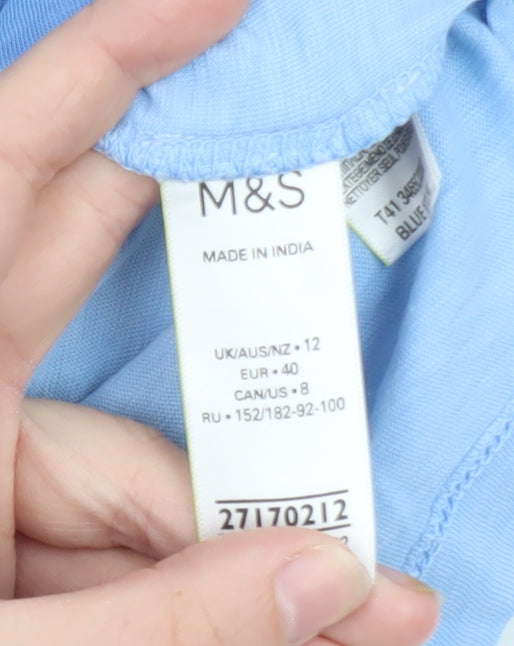 Marks & Spencer Men's Blue Long Sleeve Cotton T-Shirt M