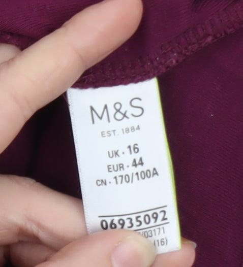 Marks & Spencer Women's Purple Geometric Jersey Top Size 16