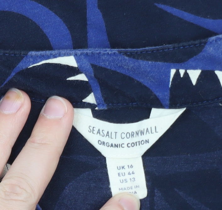 Seasalt Cornwall Women’s Blue Floral Shift Dress Size 16 Cotton