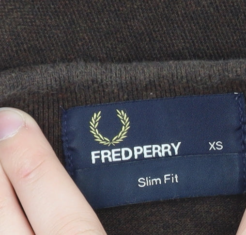 Fred Perry Men's Brown Long Sleeve Slim Fit Polo Shirt XS