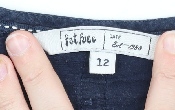 FatFace Women's Blue Cotton Tunic Blouse Size 12 3/4 Sleeve