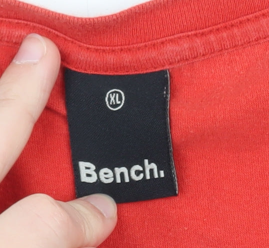 Bench Men's Red XL Graphic Puzzle Logo Cotton T-Shirt