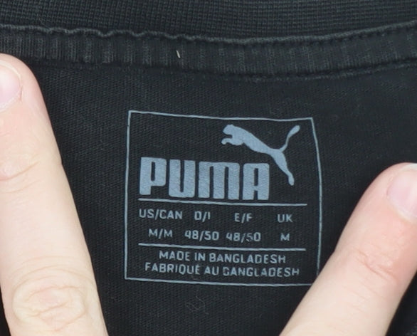 Puma Men's Black Logo Short Sleeve Cotton T-Shirt Size M