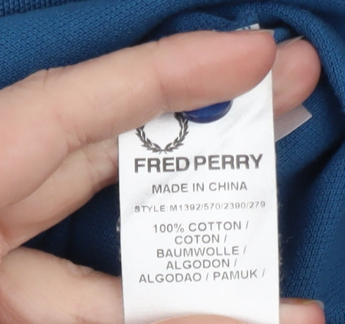 Fred Perry Men's Blue Long Sleeve Slim Fit Polo Shirt XS