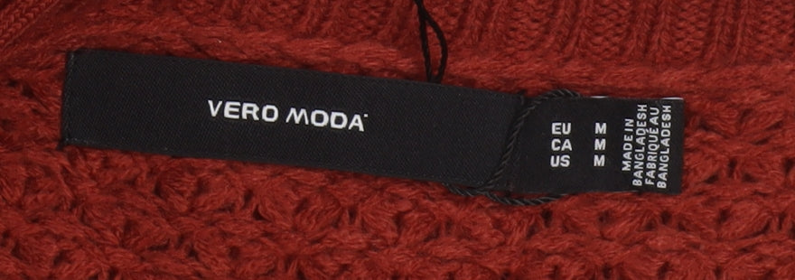 Vero Moda Women’s Red Knit Open Front Cardigan Size M Long Sleeve