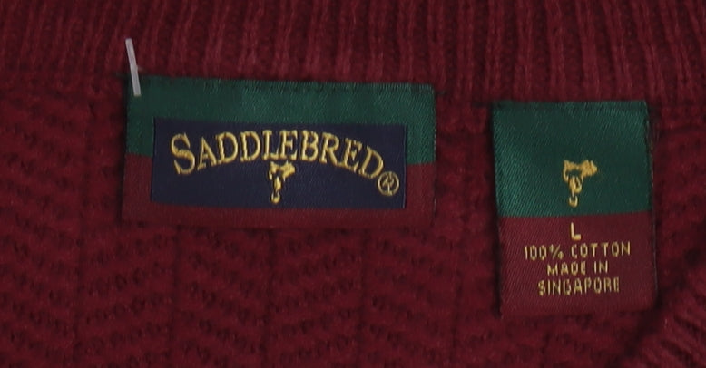 Saddlebred Men Red Cotton Knit V-Neck Sleeveless Vest L