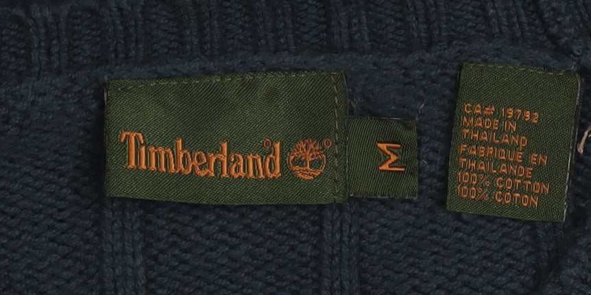 Timberland Men’s Blue Cotton Crew Neck Cable-Knit Jumper M