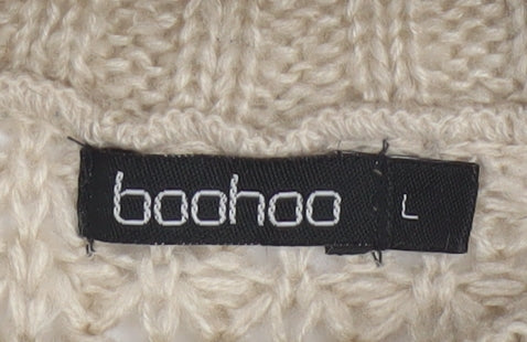 Boohoo Women Beige Roll Neck Chunky Knit Pullover Jumper L
