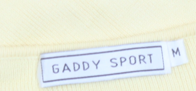 Gaddy Sport Women Yellow Cotton Short Sleeve V-Neck Cardigan M