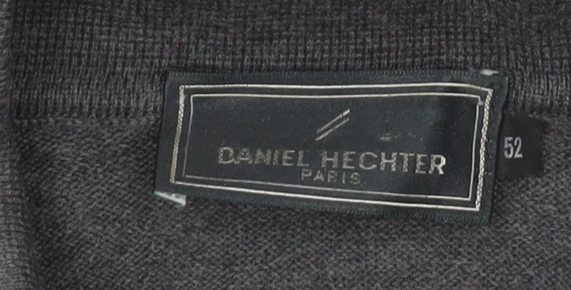Daniel Hechter Men’s Grey Wool Collared Henley Jumper Size L