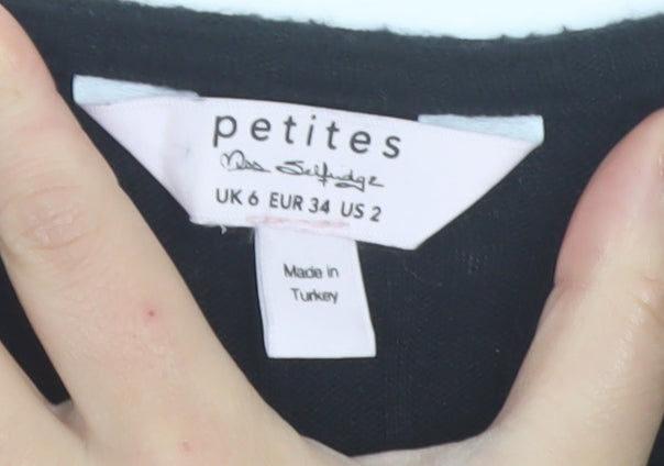 Miss Selfridge Petites Black Bodycon Long Sleeve Knit Dress UK 6