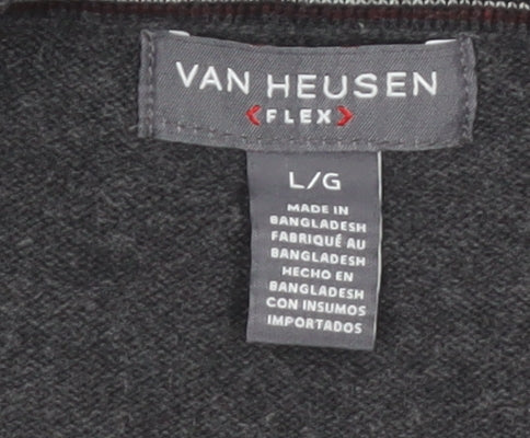 Van Heusen Men's Grey Cotton Knit V-Neck Sleeveless Vest L